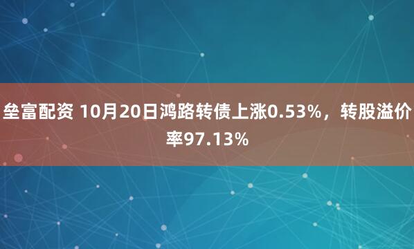 垒富配资 10月20日鸿路转债上涨0.53%，转股溢价率97.13%