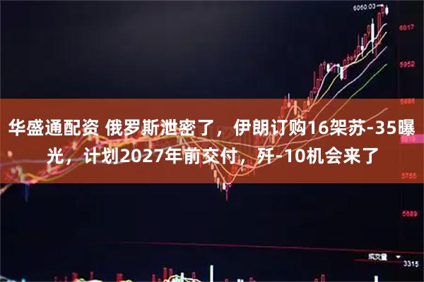 华盛通配资 俄罗斯泄密了，伊朗订购16架苏-35曝光，计划2027年前交付，歼-10机会来了